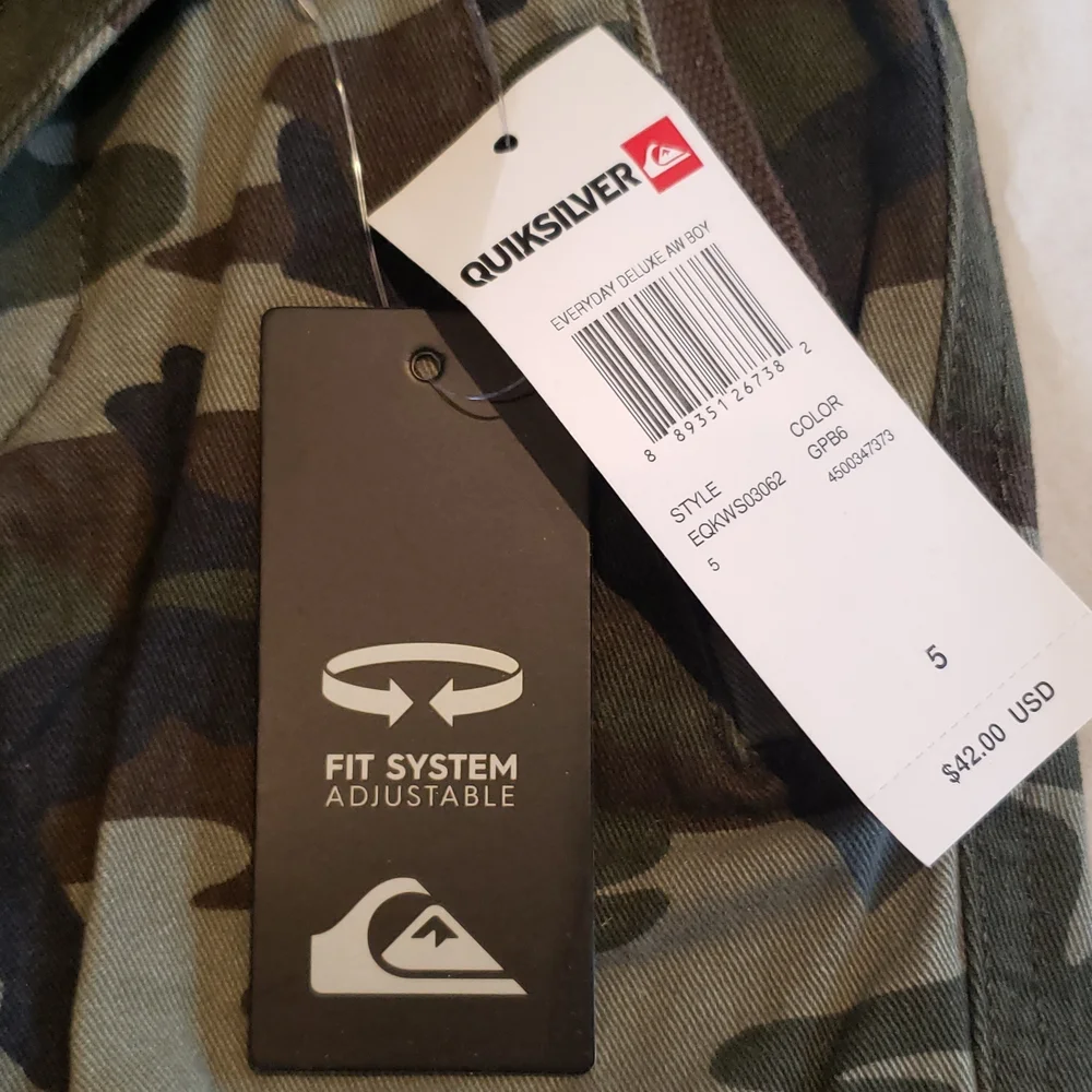 Quiksilver New Shorts Kids Camo Cargo Pocket Bottoms (Little Boys) Size 5 NWT
